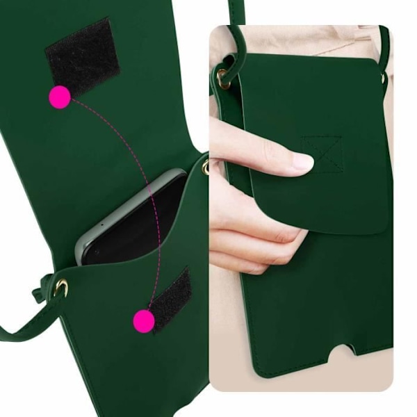 Smartphone strumpfodral - Ej specificerat - Mörkgrön - Syntetiskt läder - Halvstyv - Unisex Mörkgrön