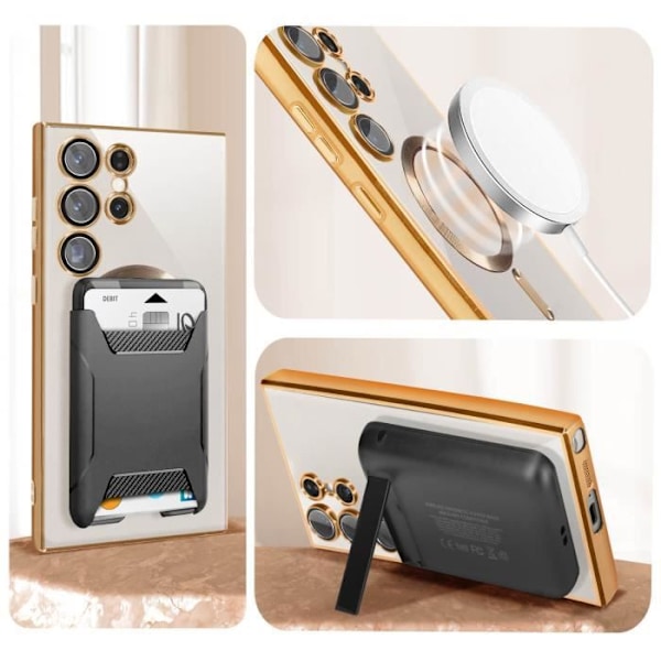 MagSafe fodral för Samsung S23 Ultra kameraskydd Transparent / Guld Gul