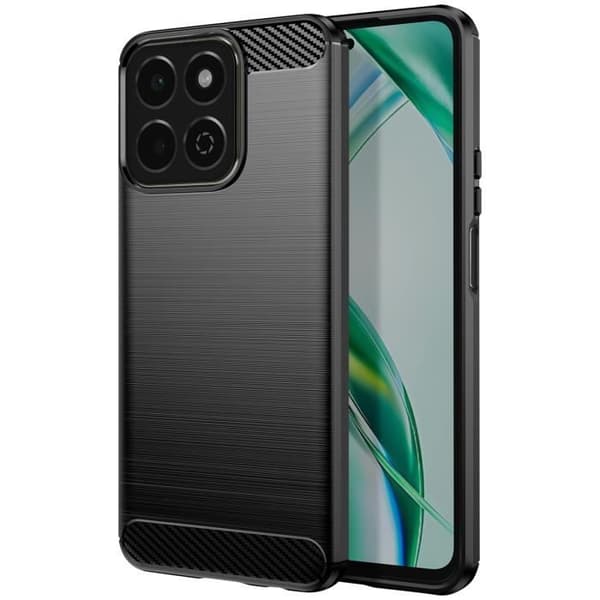 Coque - Honor - 200 Smart - Silikone - Carbon Design - Børstet Sort Effekt Svart