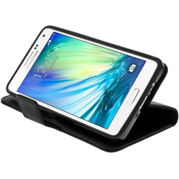 Housse Etui Folio - Avizar - Galaxy A5 - Simili-læder - Sort - Støttefunktion Svart