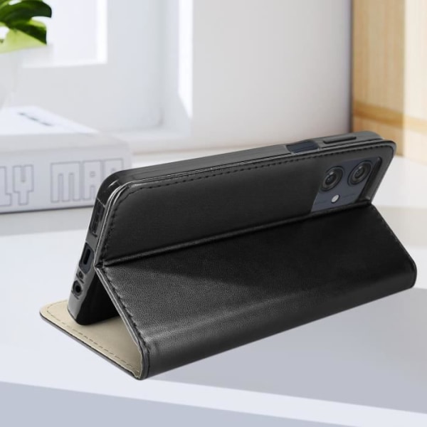 Taske til Motorola Moto G5 - AVIZAR - Magnetisk stativfunktion til pung - Sort Svart