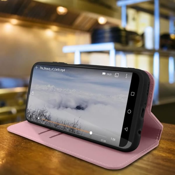 Housse - AVIZAR - Huawei P40 Lite - Eco-læder - Roséguld - Stativfunktion Rose guld