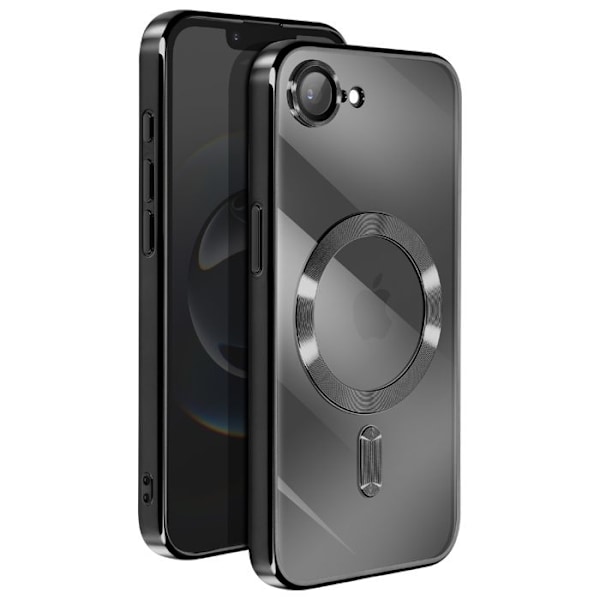 Skyddande silikonfodral för iPhone 16e med kamera. Svart