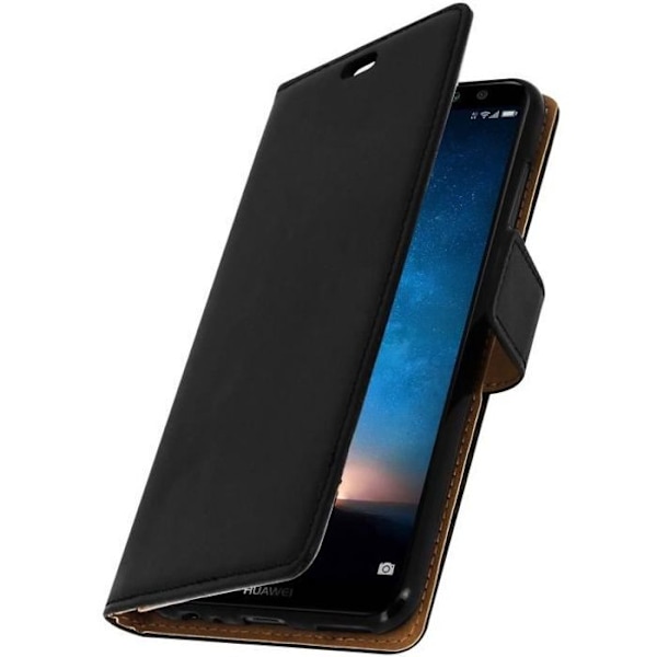 Etui til Huawei Mate 10 Lite - AVIZAR - Klapportefølje - Silikone Gel - Sort - Med støttefunktion Svart