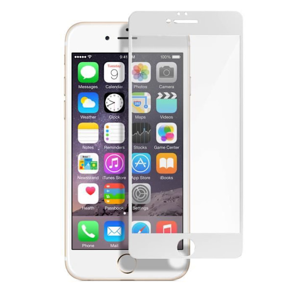 Skærmfilm - AVIZAR - iPhone 6 Plus/6S Plus - 9H hærdet glas - Ultra-transparent - Hvid kant Transparent, vit kant