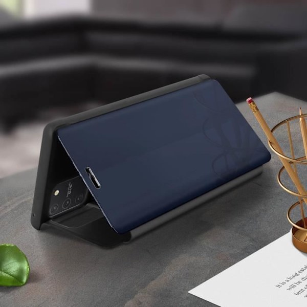 Hus för Samsung Galaxy S10 Lite - AVIZAR - genomskinlig spegelfront - svart - semi-styv - videostöd Svart