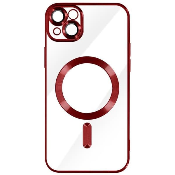 MagSafe-kuori - AVIZAR - iPhone 14 Plus - Silikoni - Punainen - Kromireuna Röd