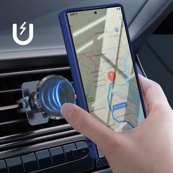 Coque för Samsung Galaxy S25 Ultra Metallring Stöd Video Blå Natt Blå