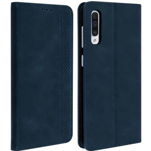 Fodral för Samsung Galaxy A50 - AVIZAR - Mjuk Etui - Mörkblå - Vintage - Magnetisk Midnattsblå