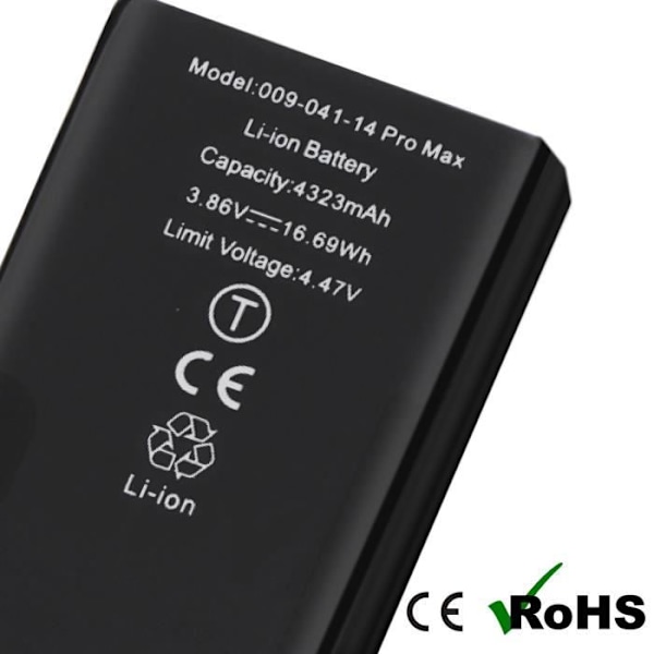 Lithium Ion Batteri AVIZAR BAT-PCB-14X til iPhone 14 Pro Max - 4323mAh - Sort Svart