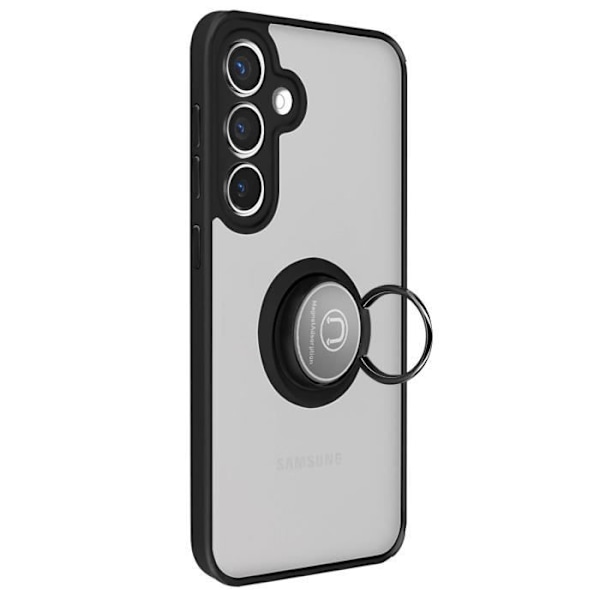 Fodral till Samsung Galaxy S24 Plus AVIZAR - Metal Ring Support Funktion Svart Svart