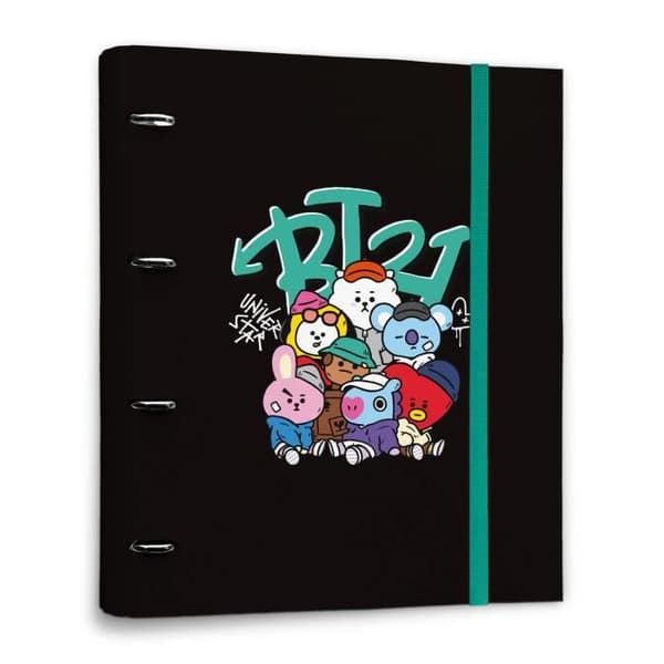 Mapper - Bt21 Street Mood - 4 ringe - 32 x 28 cm - Sort farve