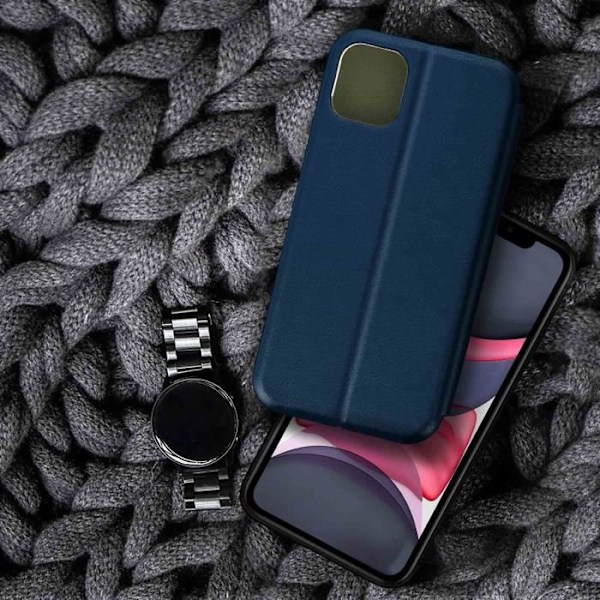 Etui - AVIZAR - iPhone 11 - Øko-læder Textureret - Klap - Kortholder - Stand Blå Blå