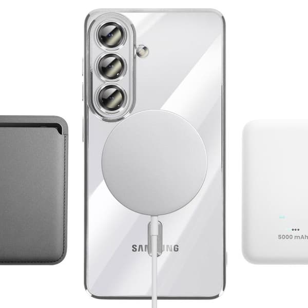 Silikonecover til Galaxy S26 Plus MagSafe Stødabsorberende med Sølv Krom Kant Grå
