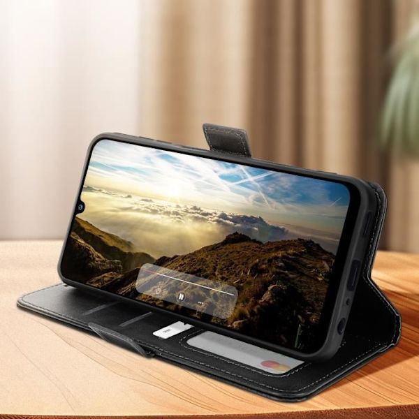 AVIZAR Fodral för Samsung A25 5G - Svart - Magnetisk flik - Kortlagring och videostöd Svart