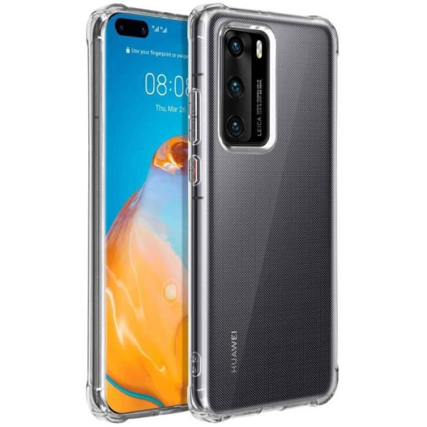 Coque - AVIZAR - Huawei P40 - Flexibelt silikon - Transparent vit - Stötsäker Klar vit