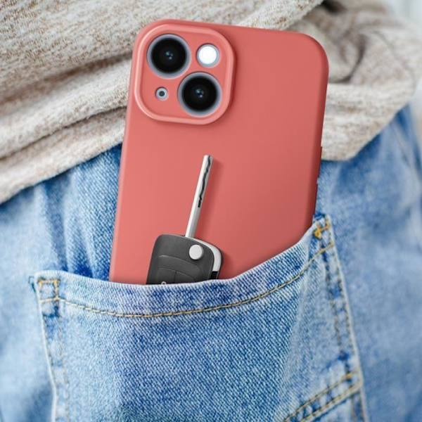 Silikonfodral till iPhone 15 - AVIZAR - Söt lax - Soft Touch - Skyddar kameran Rosa
