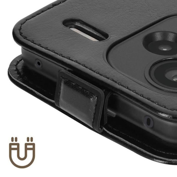 AVIZAR Suojakuori Xiaomi Redmi Note 13 Pro Plus -puhelimelle - Musta - Pystysuuntainen läppä korttipidikkeellä - Täysi suoja Svart
