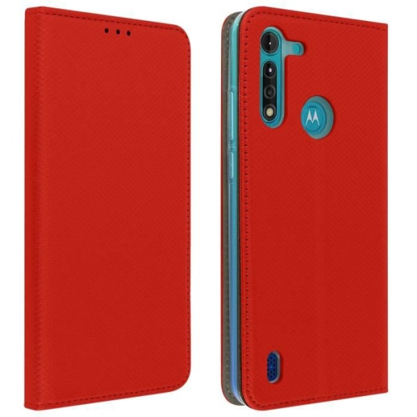 Motorola Moto G8 Power Lite Fodral Folio Cover Korthållare Stativ Funktion Röd