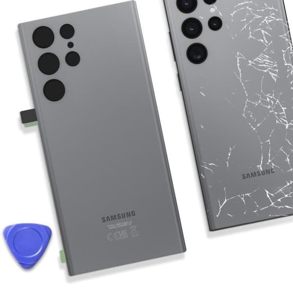 Udskiftningsglas bagtil til Samsung Galaxy S22 Ultra Grey Grå