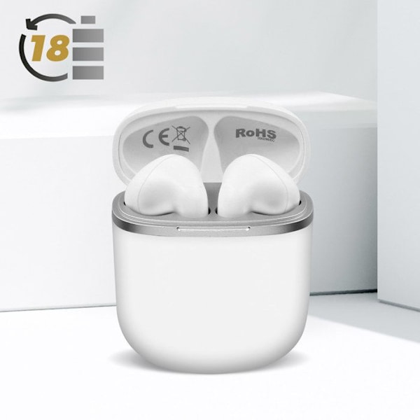 Bluetooth-hörlurar 5.0 Laddningsfodral 12H Kontrollknapp Akashi - vit Vit