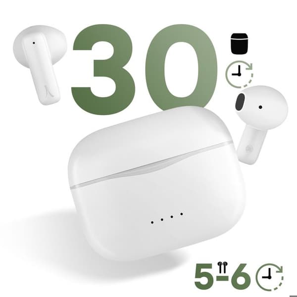 Bluetooth-hörlurar - Akashi - In-ear-modell - Batteritid 12H - Svettsäker - Vit Vit