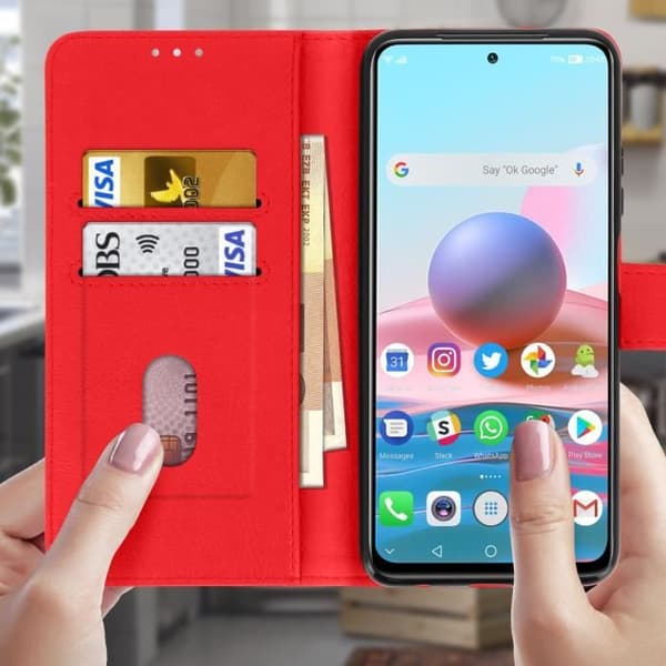 Etui - Xiaomi - Redmi Note 10 Pro - Blød - Magnetisk - Rød Röd