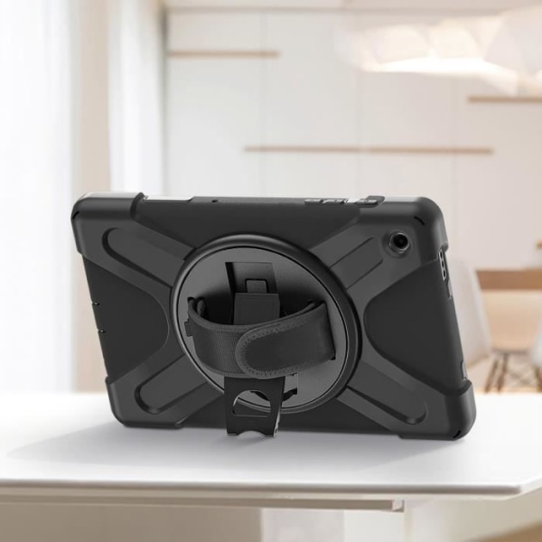 Stötsäkert fodral - AKASHI - Galaxy Tab A9 Plus - Stativ och roterande handtag - Svart Svart