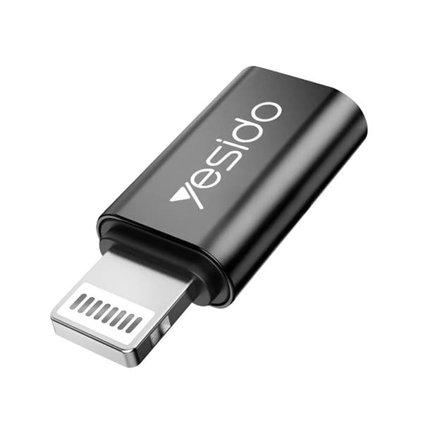 USB-C til Lightning-adapter til iPhone iPad Hurtigoverførsel og Opladning Yesido Sort