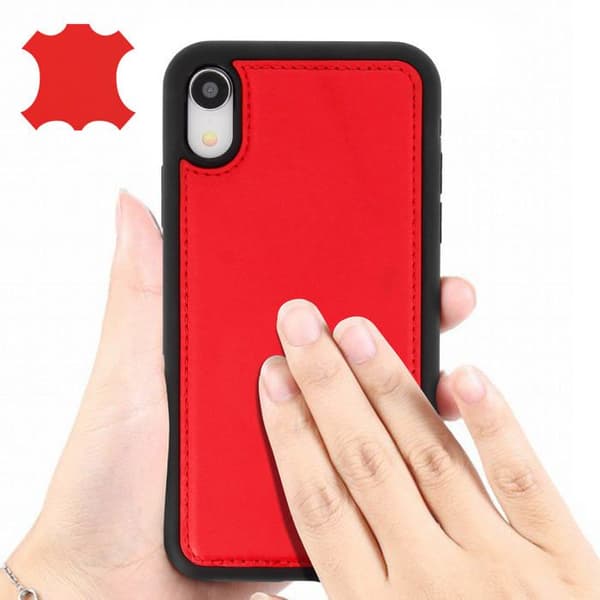 Coque - AKASHI - iPhone XR - Äkta Läder - Hård Skydd - Röd Röd