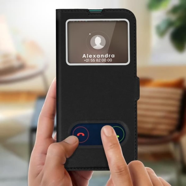 Kotelo - AVIZAR - Huawei P Smart Z/Y9 Prime 2019 - Kaksoisikkuna - Tuki Toiminto - Musta Svart