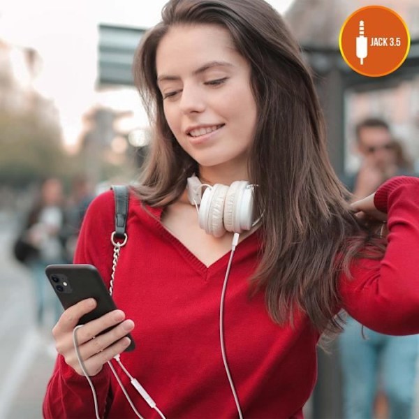 iPhone iPad iPod-hjälpkabel till 3,5 mm-uttag med LinQ-fjärrkontroll Vit