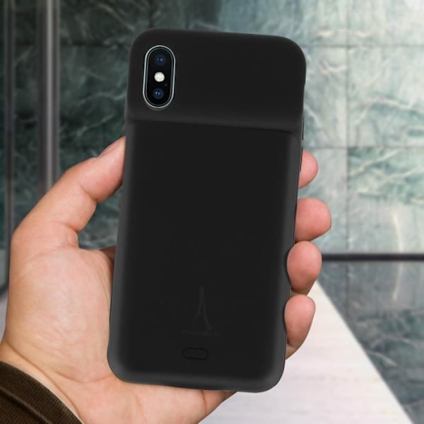 Coque iPhone X / XS - Akashi - Hård 2 i 1 - Batteri 3500mAh - Motståndskraftigt skydd - Trådlös laddning Svart