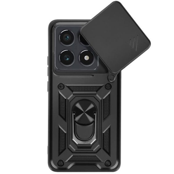 Coque för Xiaomi 14T Pro Ring Stöd Kameraskydd Glidande Mayaxess Svart Svart
