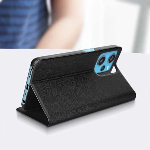 Realme C35 og Narzo 50A etui - BIGBEN - Stiv ryg - Videostøtte - Imiteret læder - Sort Svart