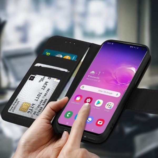 Etui til Samsung Galaxy S10 Læderkortholder Stand Funktion Premium Sort