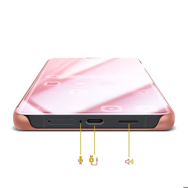 Spejl Etui til Galaxy S26 med Smart View Vindue og Foldbart Stativ Rosa Ros