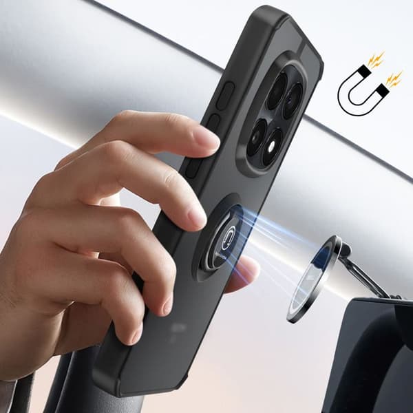 Cover til Redmi Note 15 med roterende magnetisk ring og mat sort finish Svart