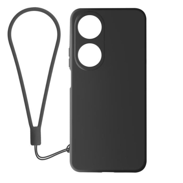 Fodral för Honor 90 Smart - AVIZAR - Halvstyv silikon - Soft-touch finish - Handledsrem ingår - Svart Svart