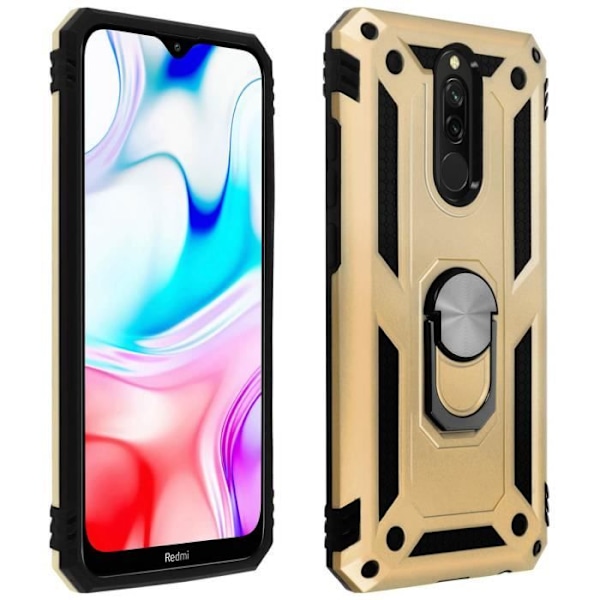 Coque - AVIZAR - Xiaomi Redmi 8 / 8A - Stødabsorberende - Video Støtte Ring - Gul Gul