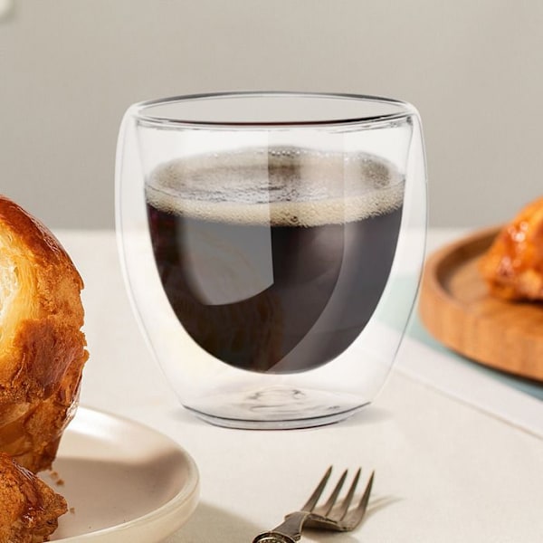 Kuppipari 250 ml Kaksoisseinä kelluva vaikutus Cheffinger Läpinäkyvä