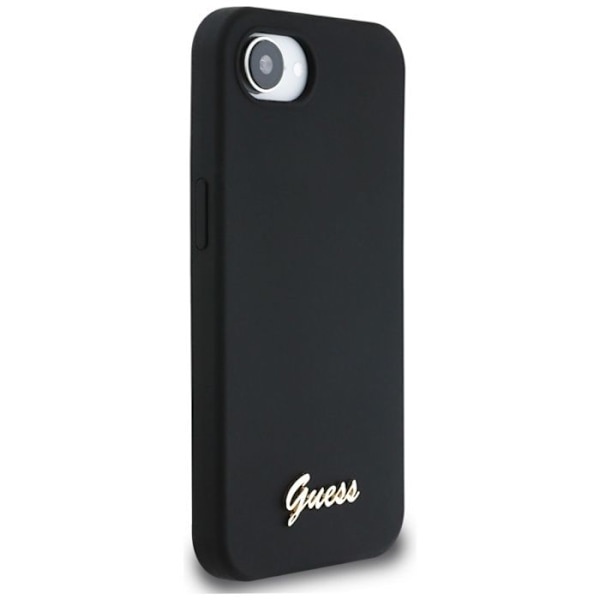 Coque för iPhone 16e - Guess Silicone Script Metal Logo (GUHMPSE4SMBSLK) - Svart svart