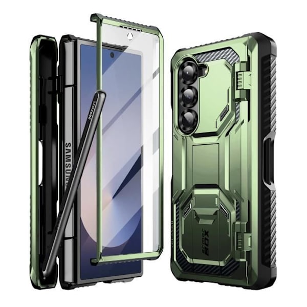 Carbon Case til Samsung Z Fold 6 Fuld beskyttelse Stødsikker I-Blason Mørkegrøn Grön