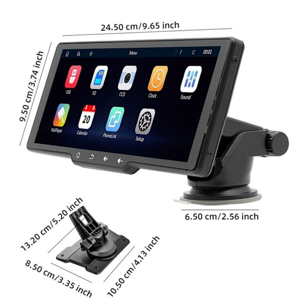 9,38" Touchscreen CarPlay og Android Auto Bilradio Sort