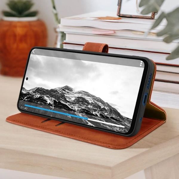 AVIZAR Wallet Case til Xiaomi Redmi Note 11 og Note 11s - Videosupportfunktion - Brun Kamel