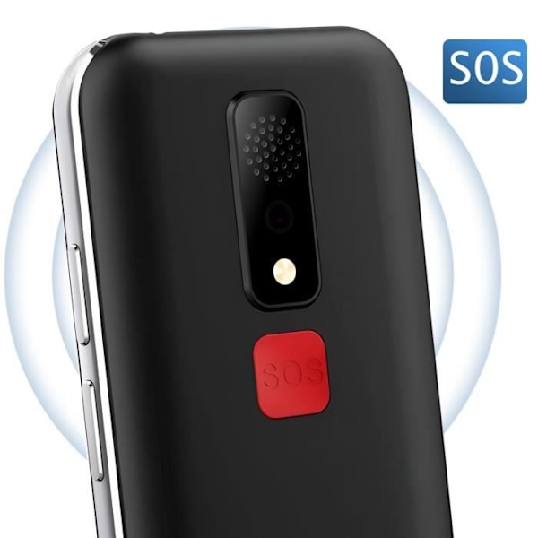 Seniori Mobiilipuhelin - Yhteensopivat Kuulolaitteet - SOS-painike Geemarc Musta Svart