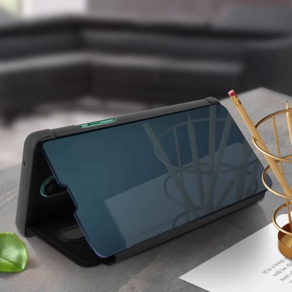 OnePlus 8 Flip Cover Translucent Mirror Video Support Svart Svart