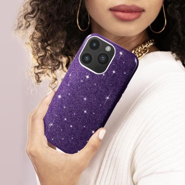 iPhone 14 Pro Glitter irrotettava puolijäykkä silikonikotelo, violetti