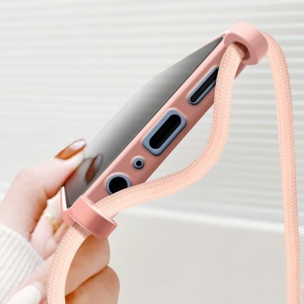 Halvstyvt sladdfodral till Samsung Galaxy A15 - AVIZAR - Pulverrosa - Stel - Syntet - Smidig Rosa