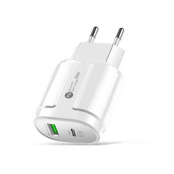 20W USB Quick Charge Strømforsyning USB-C Sektor Oplader Eko Hvid Vit